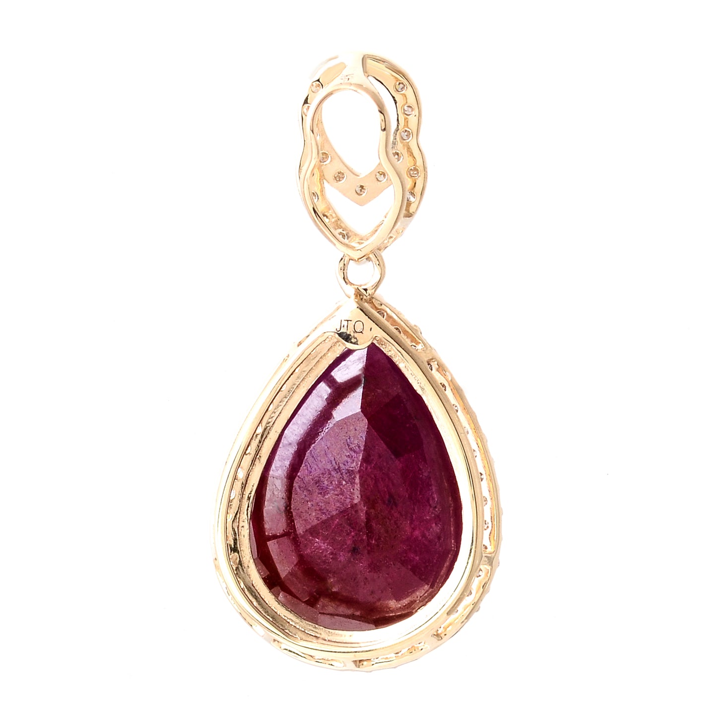4.37 Ct Pear Mixed Cut Natural Corundum Ruby 14K Gold Pendant