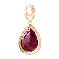 4.37 Ct Pear Mixed Cut Natural Corundum Ruby 14K Gold Pendant