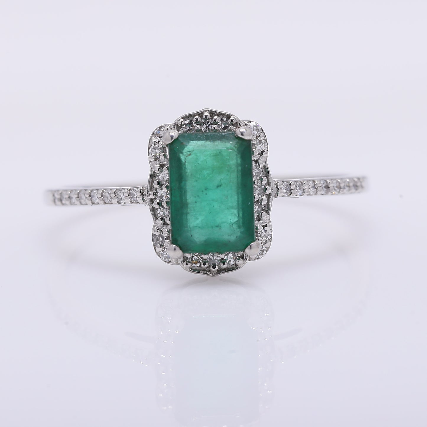 1.01 Ct Octagon Step Cut Natural Emerald 950 Platinum Ring