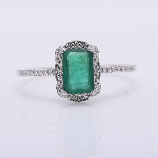 1.01 Ct Octagon Step Cut Natural Emerald 950 Platinum Ring