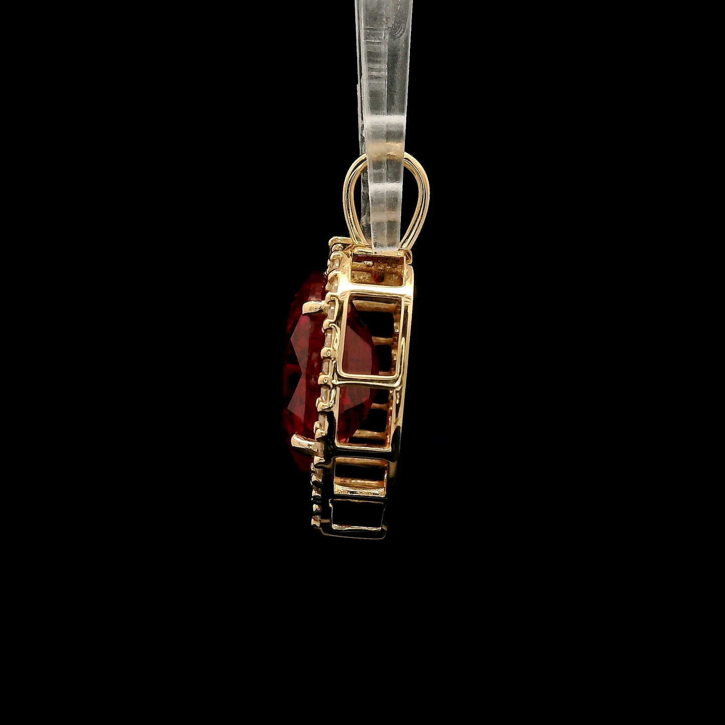 4.46 Ct Oval Mixed Cut Lab Grown Ruby 14K Gold Pendant