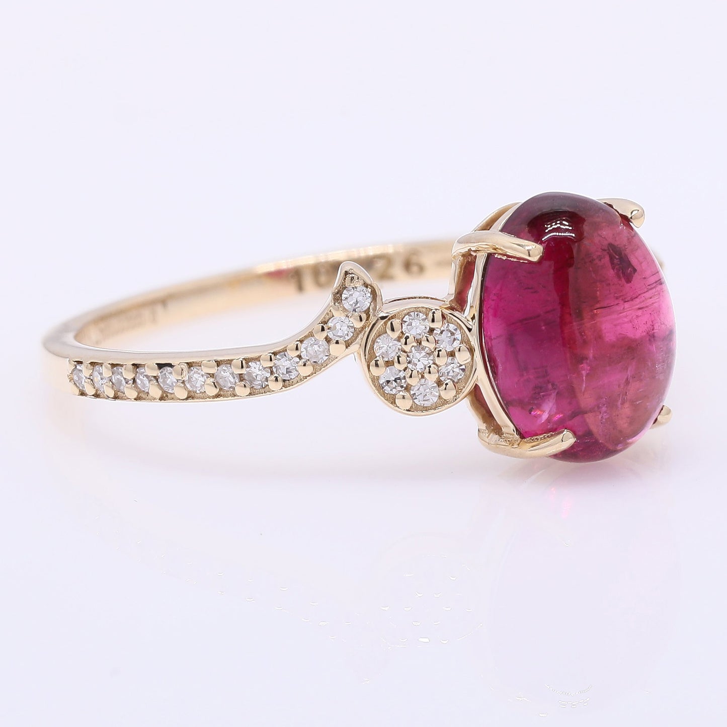2.00 Ct Oval Cabochon Cut Natural Tourmaline 14K Gold Ring