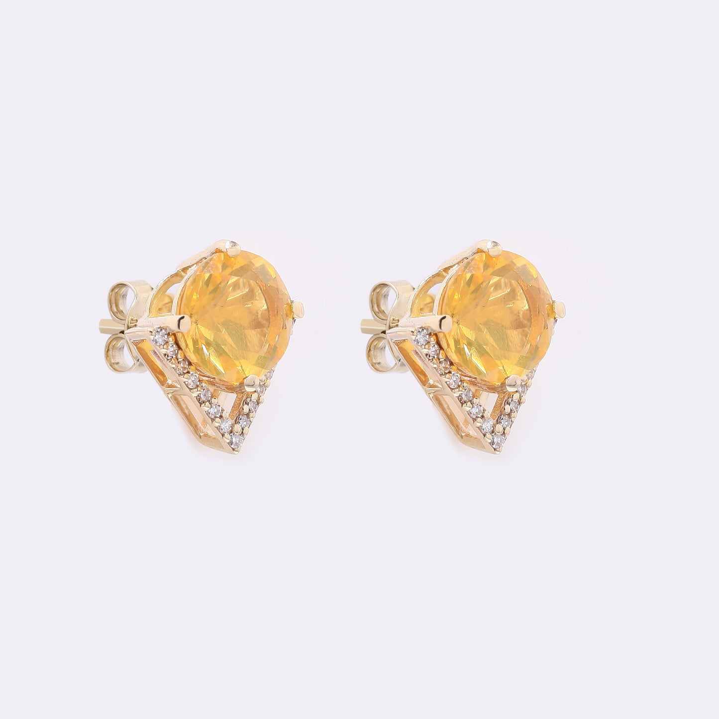1.80 Ct Round Fire Opal 14K Gold Earrings