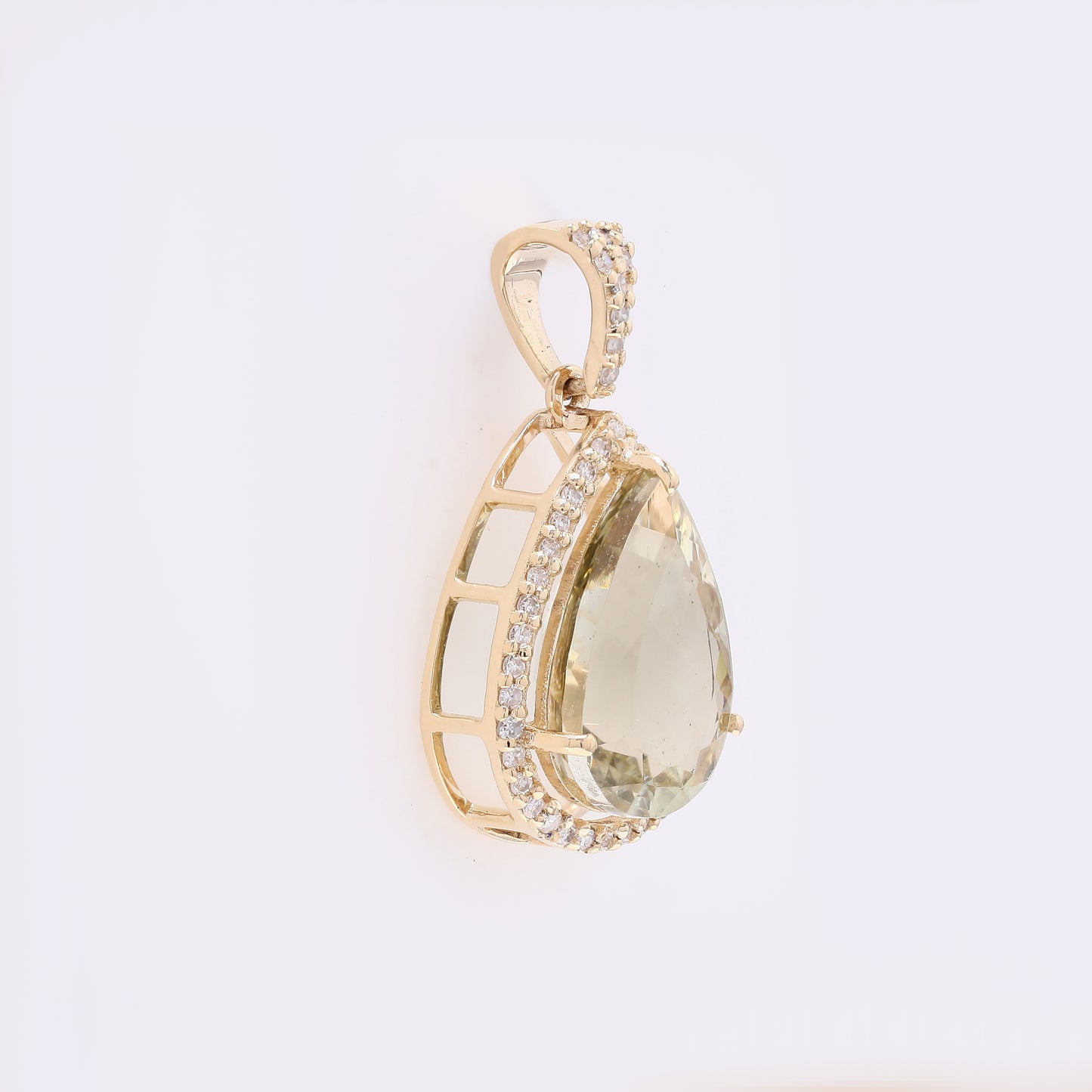 3.30 Ct Pear Mixed Cut Natural Sunstone 14K Gold Pendant
