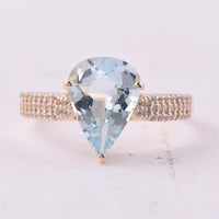 2.24 Ct Pear Aquamarine 9K Gold Ring