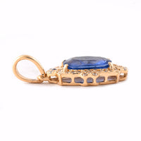1.50 Ct Cushion Mixed Cut Natural Sapphire 14K Gold Pendant