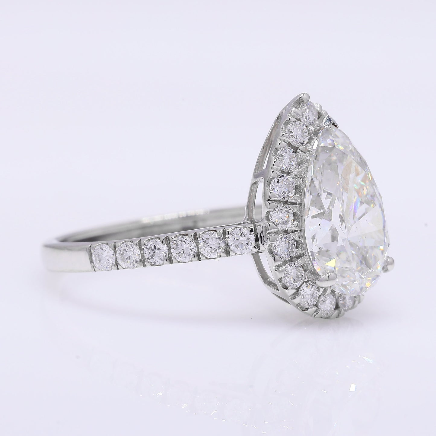 2.98 Ct Pear Brilliant Lab Grown Diamond 950 Platinum Ring