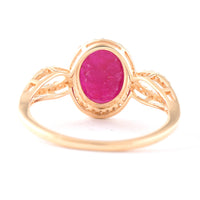1.58 Ct Oval Mixed Cut Natural Ruby 14K Gold Ring