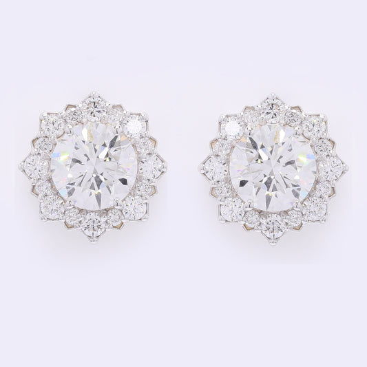 3.86 Carats Lab Grown Diamond 14K Gold Earrings