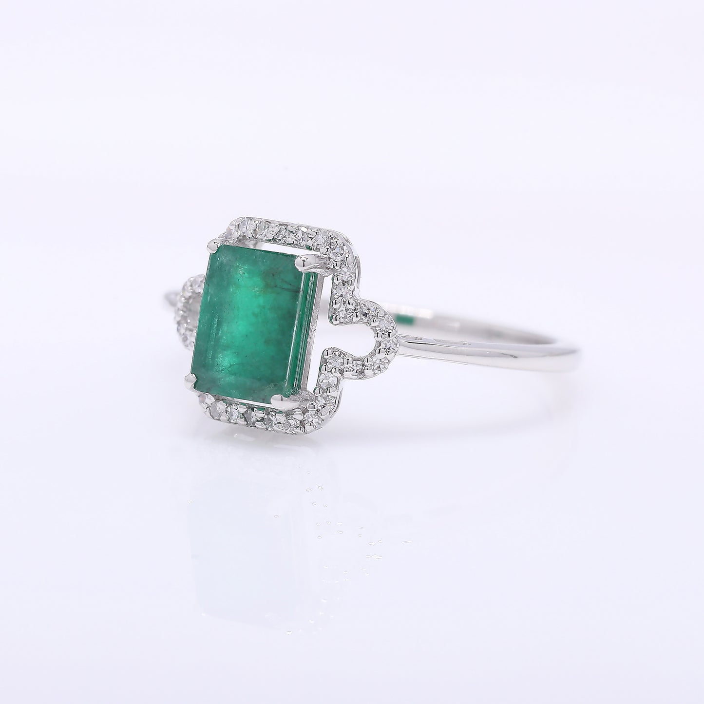 1.29 Ct Octagon Step Cut Natural Emerald 950 Platinum Ring