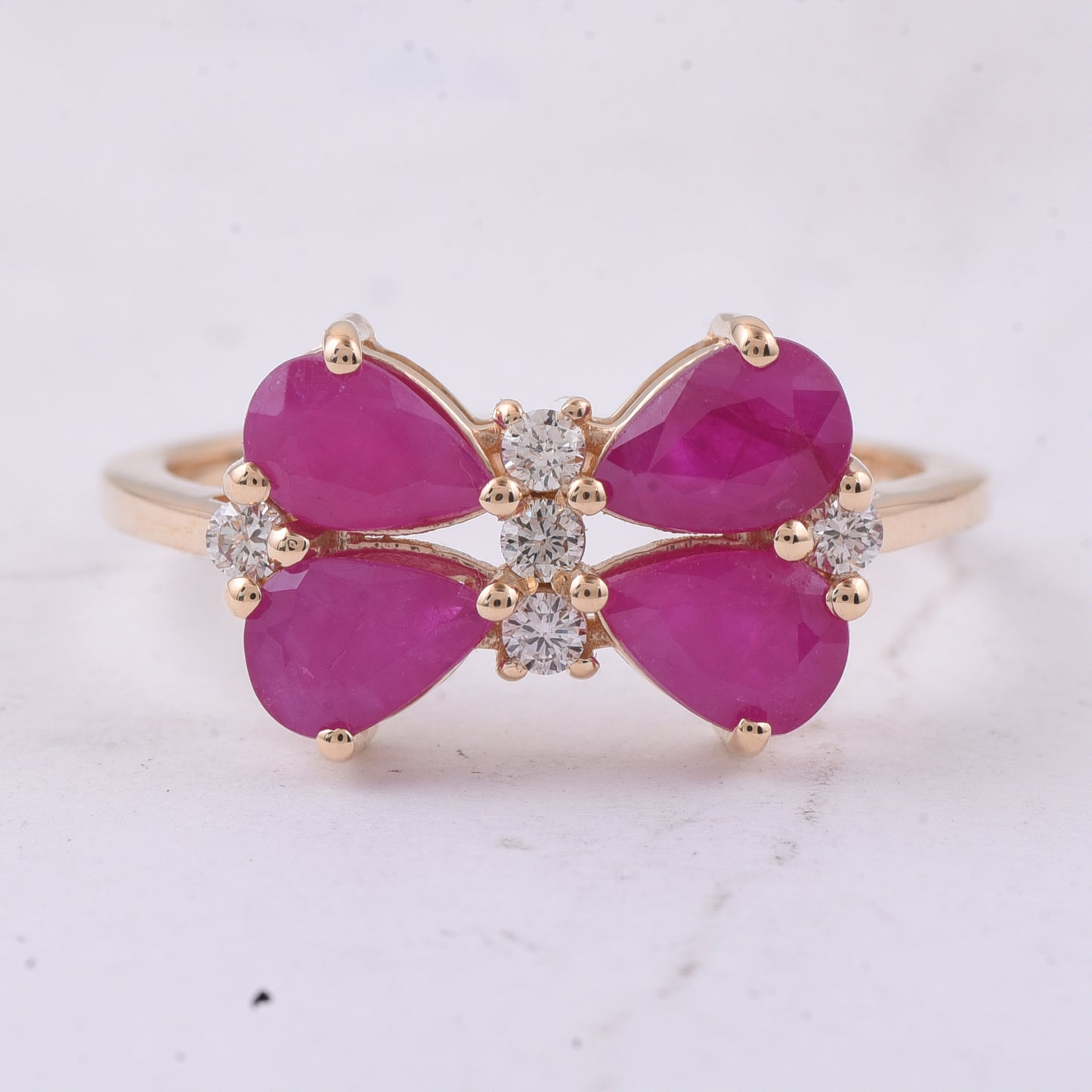 2.26 Ct Pear Natural Ruby 14K Gold Ring