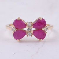 2.26 Ct Pear Natural Ruby 14K Gold Ring