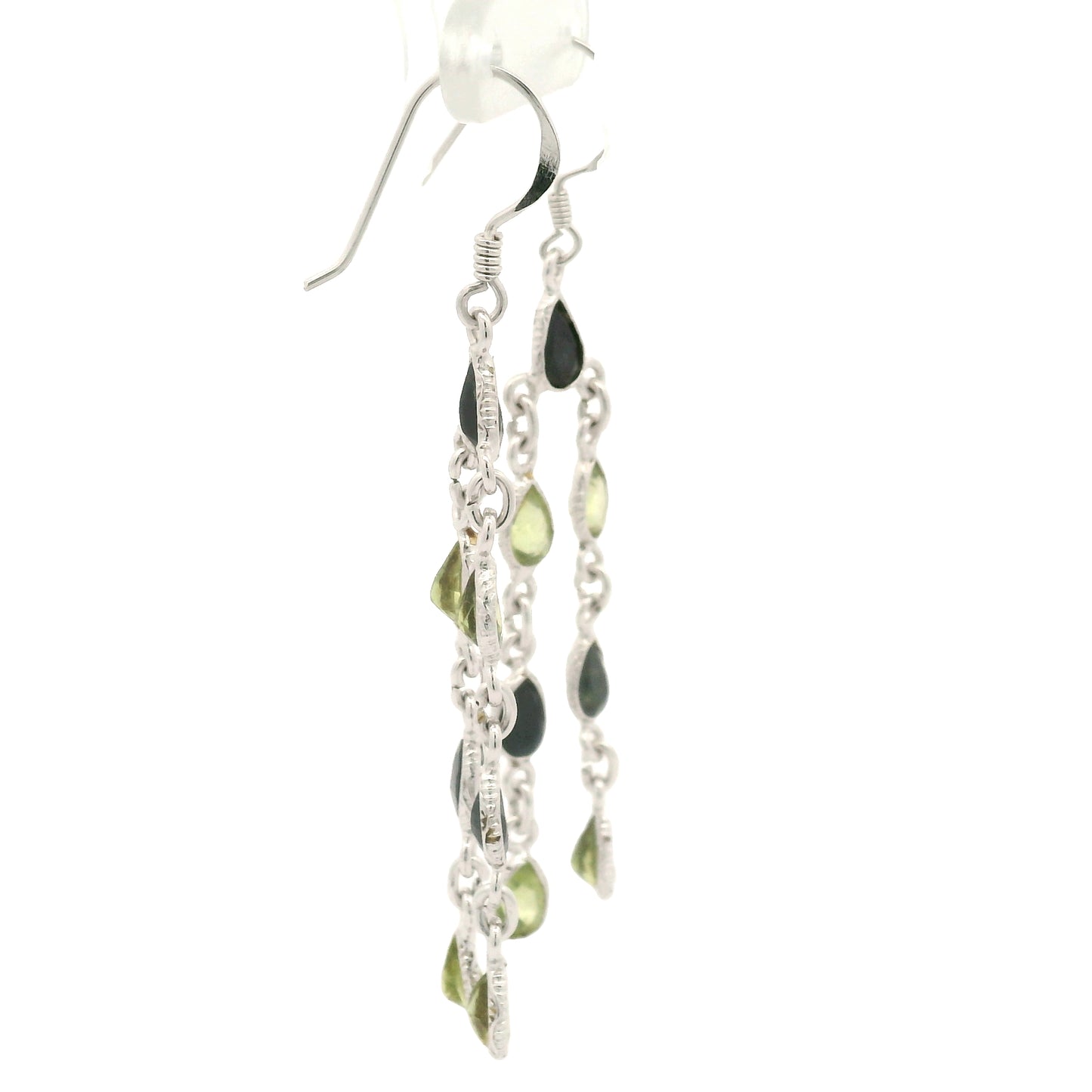 11.40 Ct Peridot, Sapphire 925 Sterling Silver Earrings