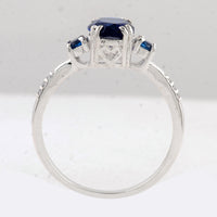 1.62 Ct Oval Created Glass Sapphire 925 Sterling Silver Ring