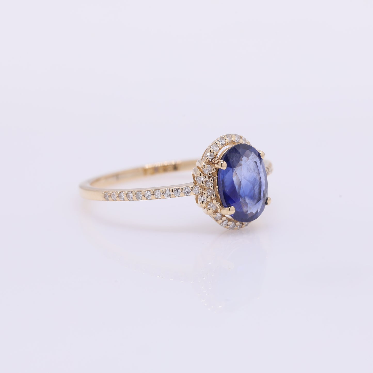 1.43 Ct Oval Mixed Cut Natural Sapphire 14K Gold Ring