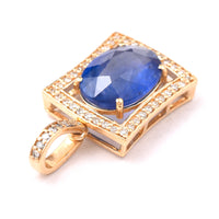 3.04 Ct Oval Mixed Cut Natural Sapphire 14K Gold Pendant