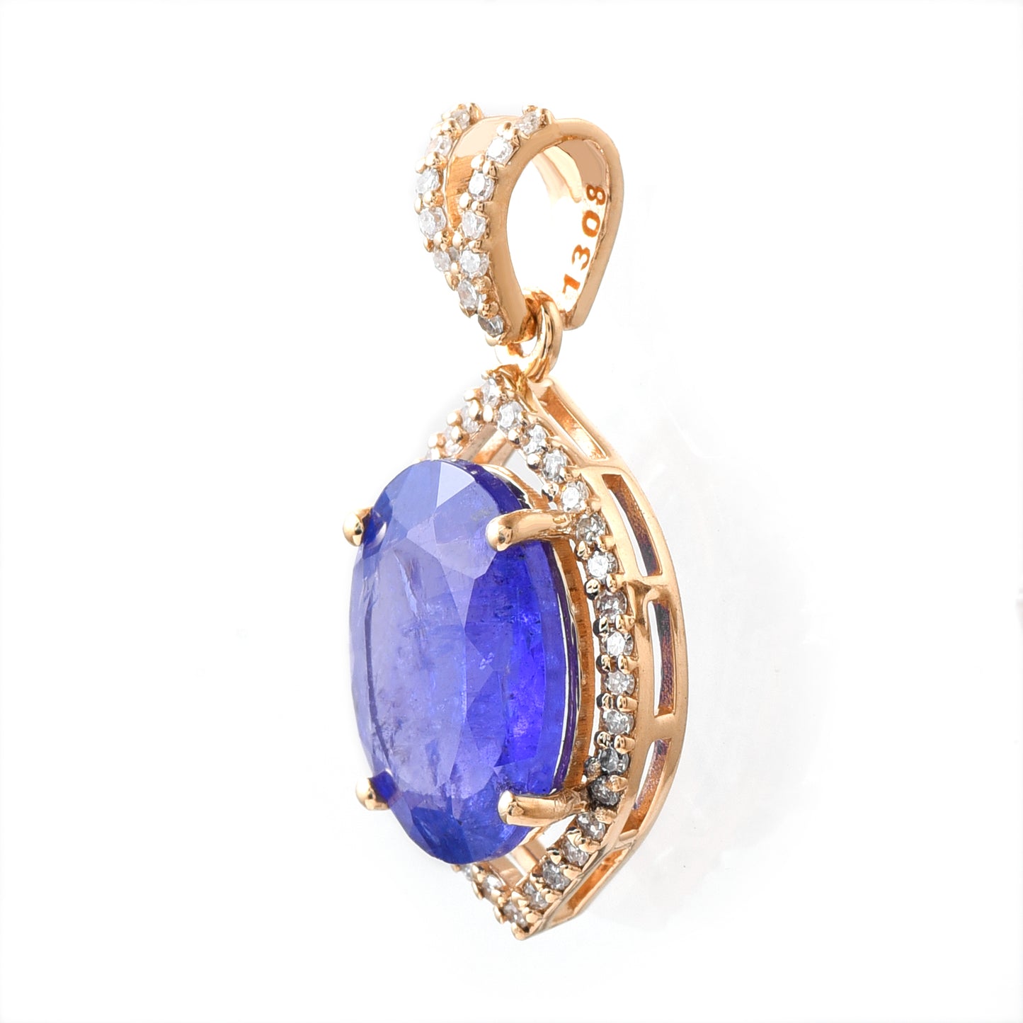 3.10 Ct Oval Mixed Cut Natural Tanzanite 14K Gold Pendant