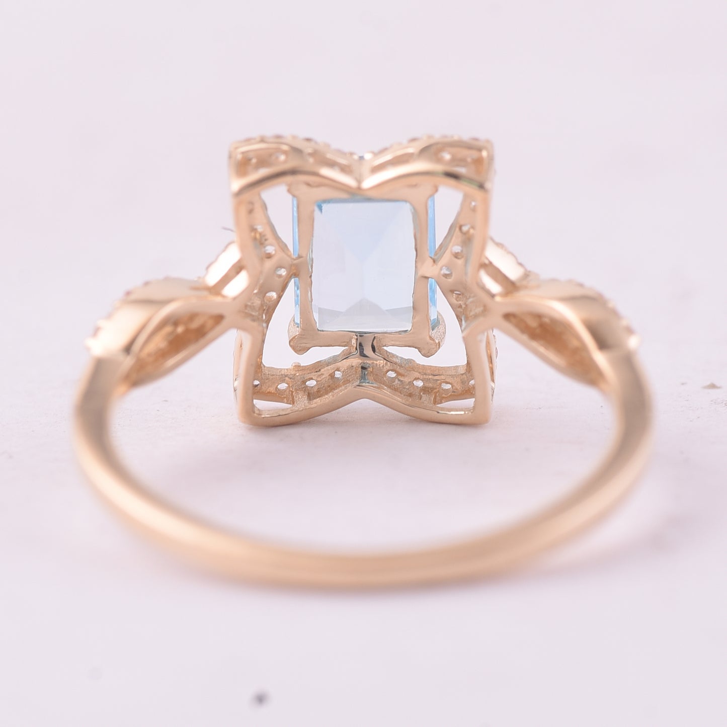1.67 Ct Octagon Blue Topaz 9K Gold Ring