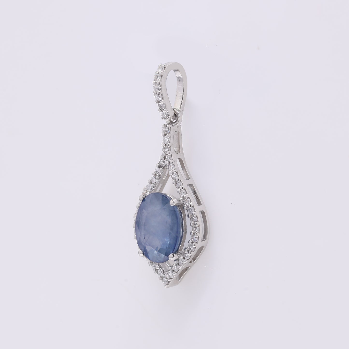1.56 Ct Oval Mixed Cut Natural Sapphire 950 Platinum Pendant