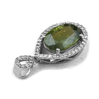 2.77 Ct Oval Mixed Cut Natural Green Sapphire 950 Platinum Pendant