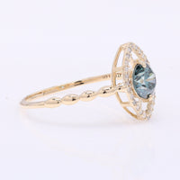 0.74 Ct Round Blue Diamond 14K Gold Ring