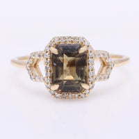 2.31 Ct Octagon Step Cut Natural Colour Change Sapphire 14K Gold Ring