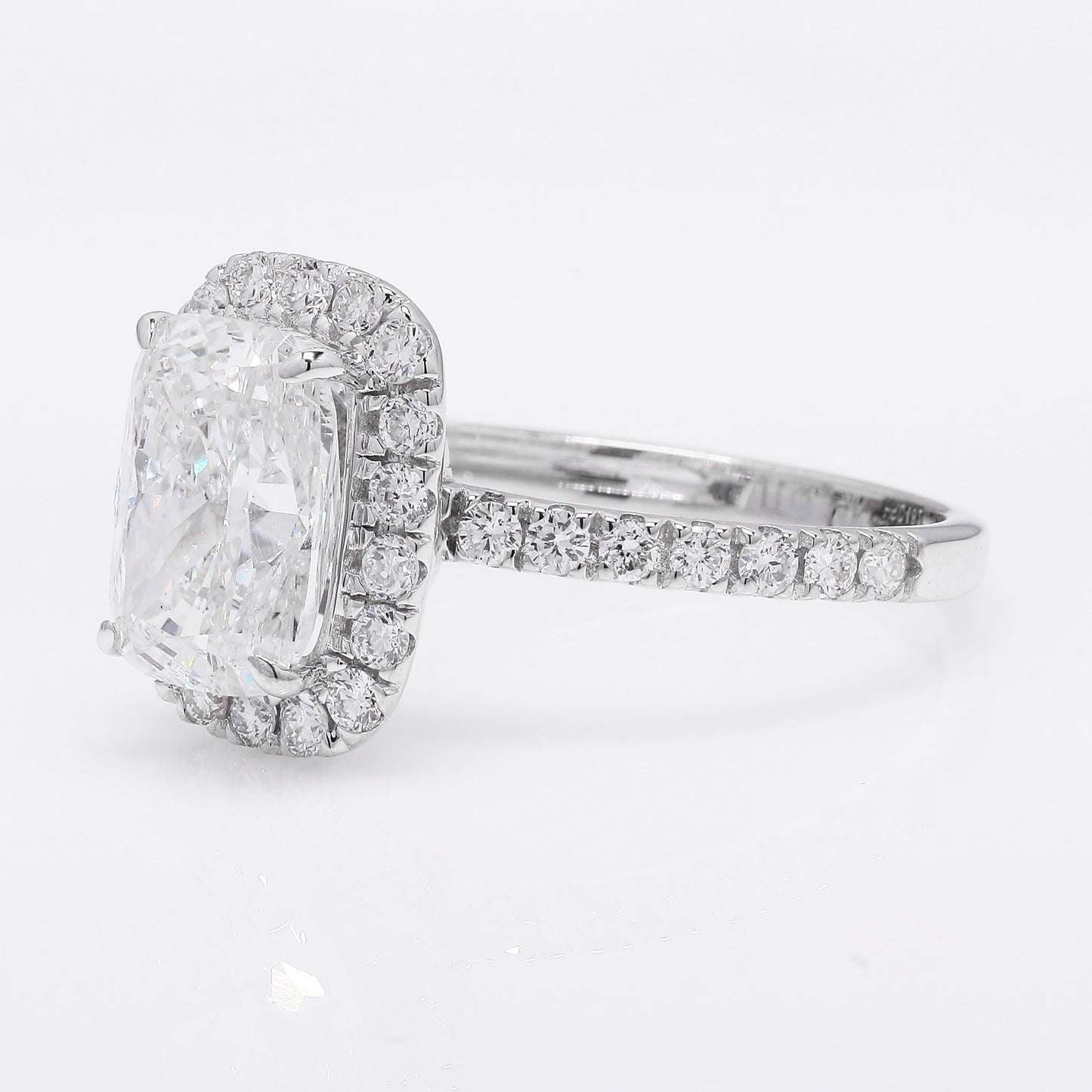 3.21 Ct Cushion Modified Brilliant Lab Grown Diamond 14K Gold Ring