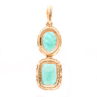 1.90 Ct Cushion Mixed Cut, Oval Mixed Cut Natural Emerald 14K Gold Pendant