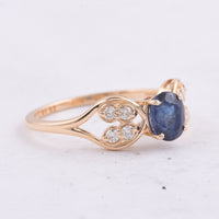 1.29 Ct Oval Natural Sapphire 14K Gold Ring