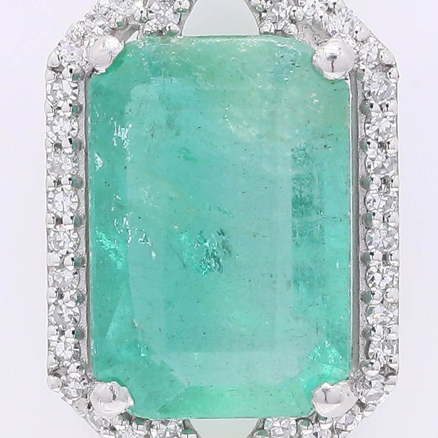 2.77 Ct Octagon Step Cut Natural Emerald 950 Platinum Pendant