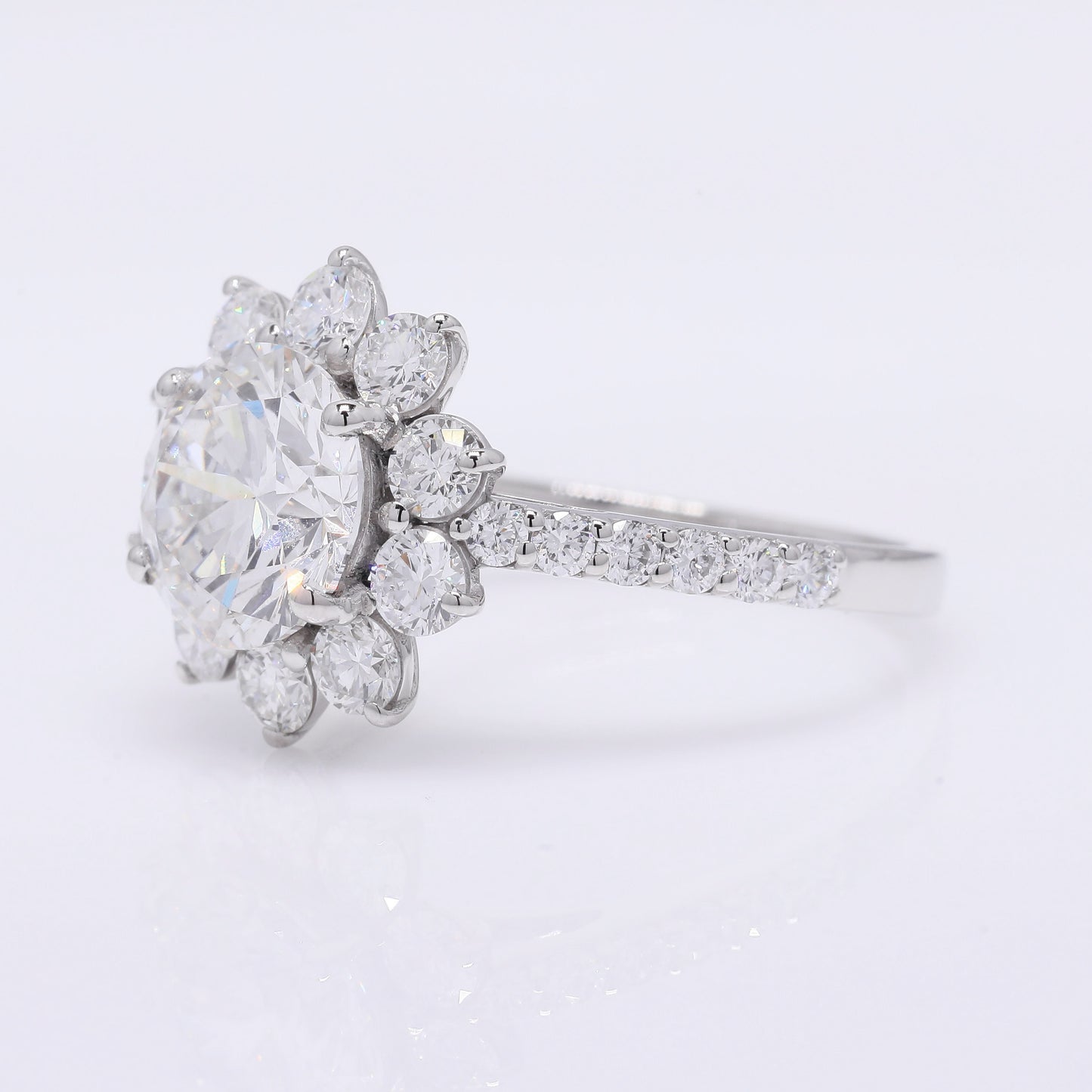 3.24 Ct Round Brilliant Lab Grown Diamond 950 Platinum Ring