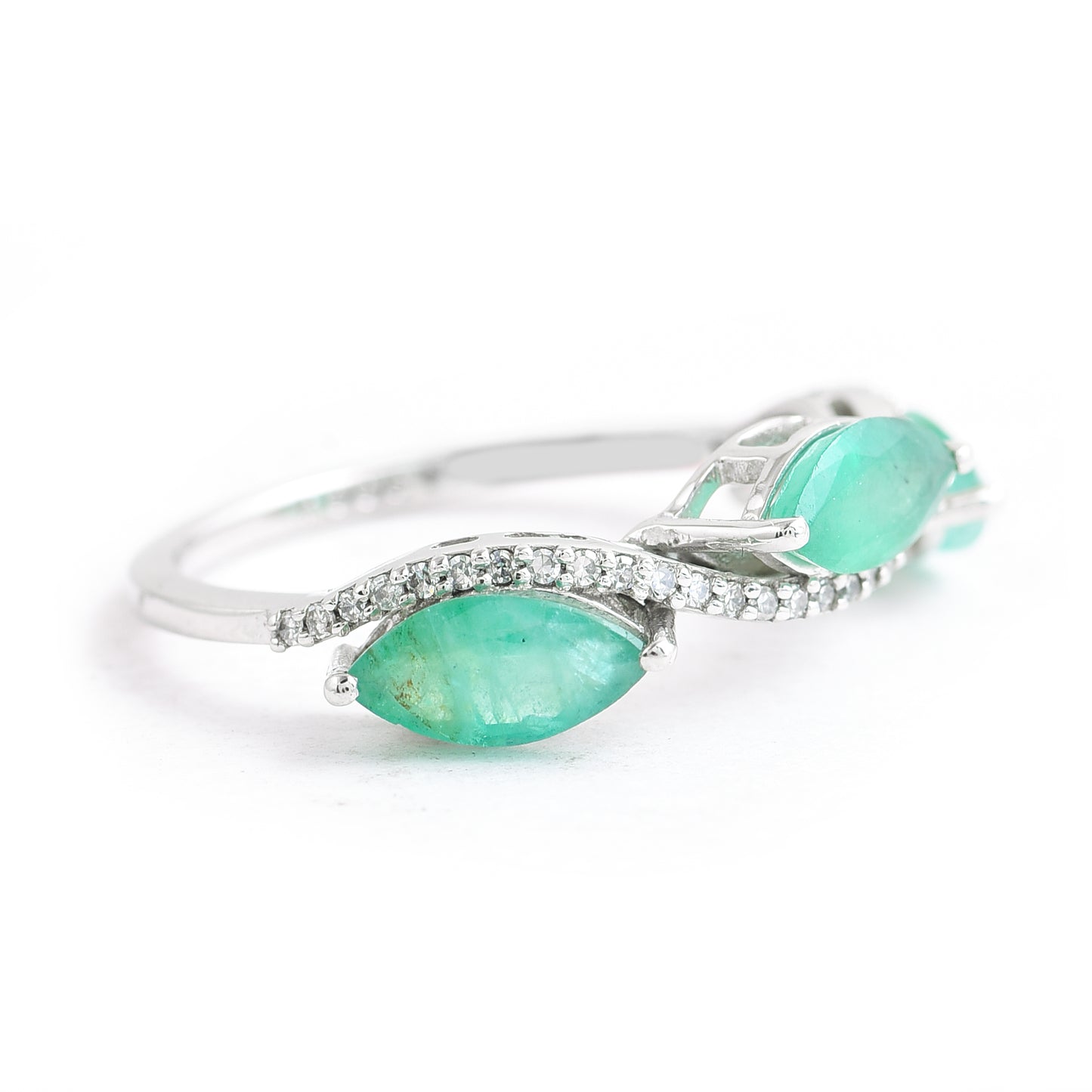 3.39 Ct Marquise Mixed Cut Natural Emerald 950 Platinum Ring