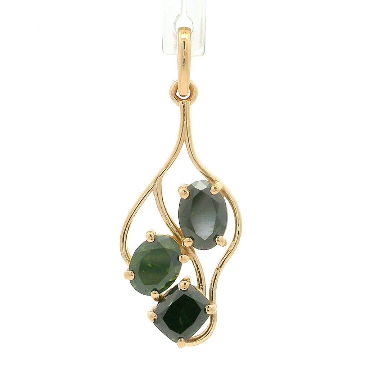 1.52 Ct Oval Green Diamond 14K Gold Pendant