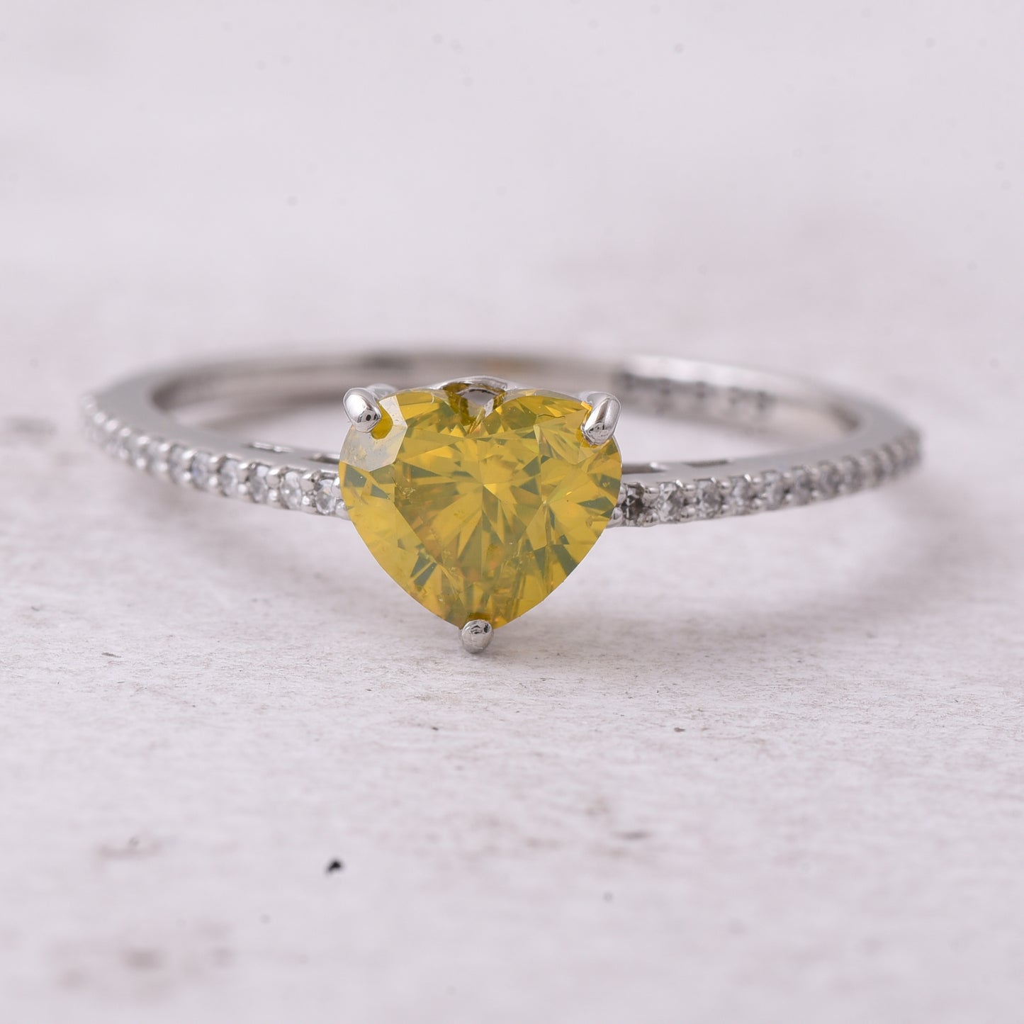 1.08 Ct Heart Yellow Diamond 950 Platinum Ring