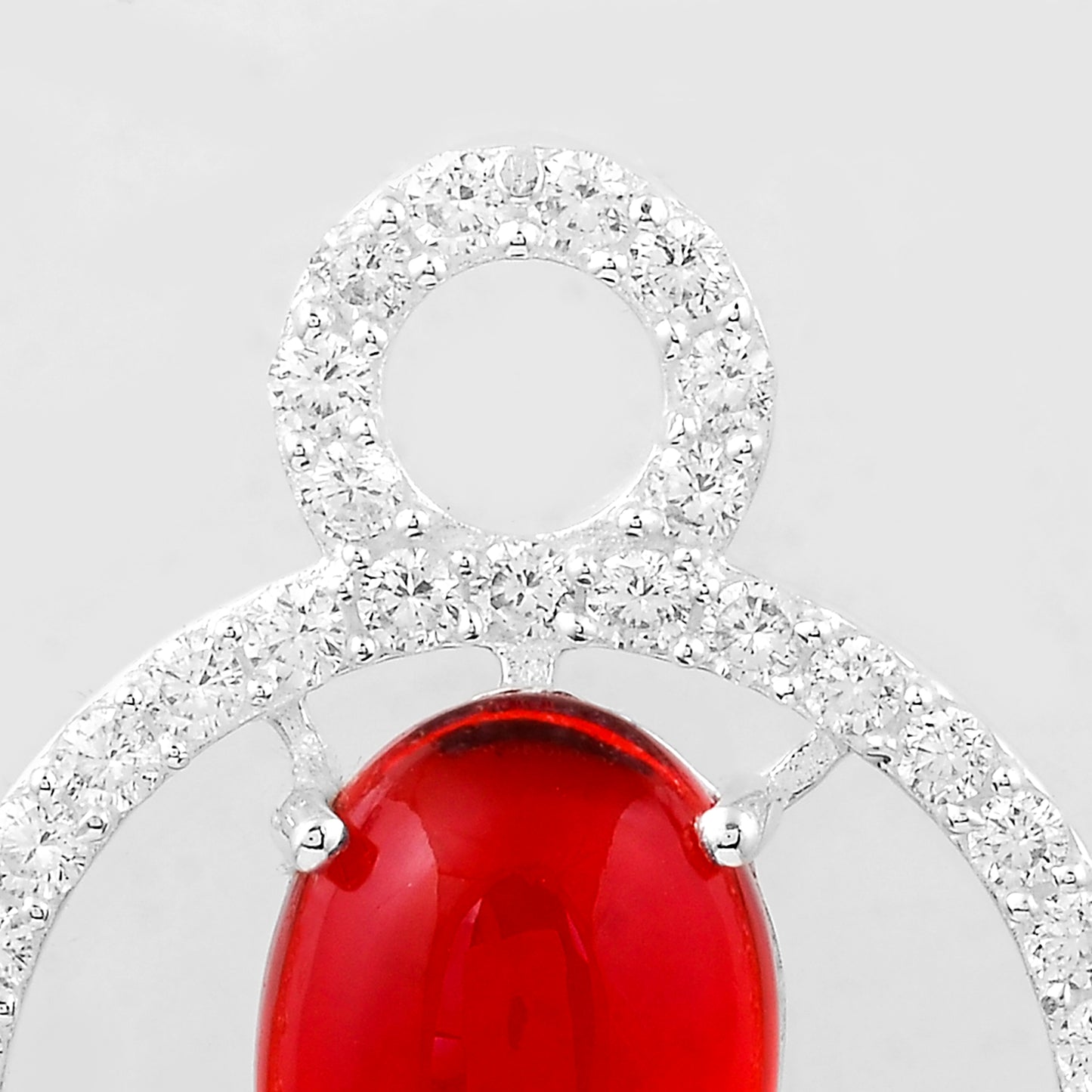 7.76 Ct Oval Cr Ruby, Cubic Zirconia, 925 Sterling Silver Pendant