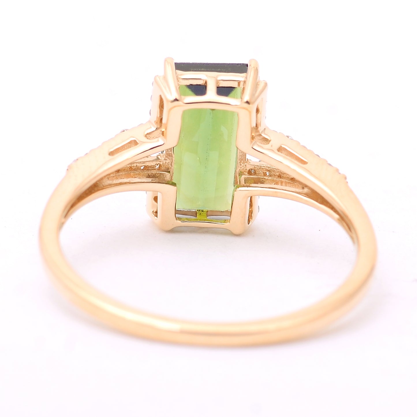 1.73 Ct Rectangle Step Cut Natural Tourmaline 14K Gold Ring