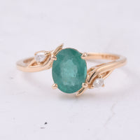 1.53 Ct Oval Natural Emerald 14K Gold Ring