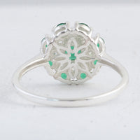 1.38 Ct Round Created Glass Emerald 925 Sterling Silver Ring