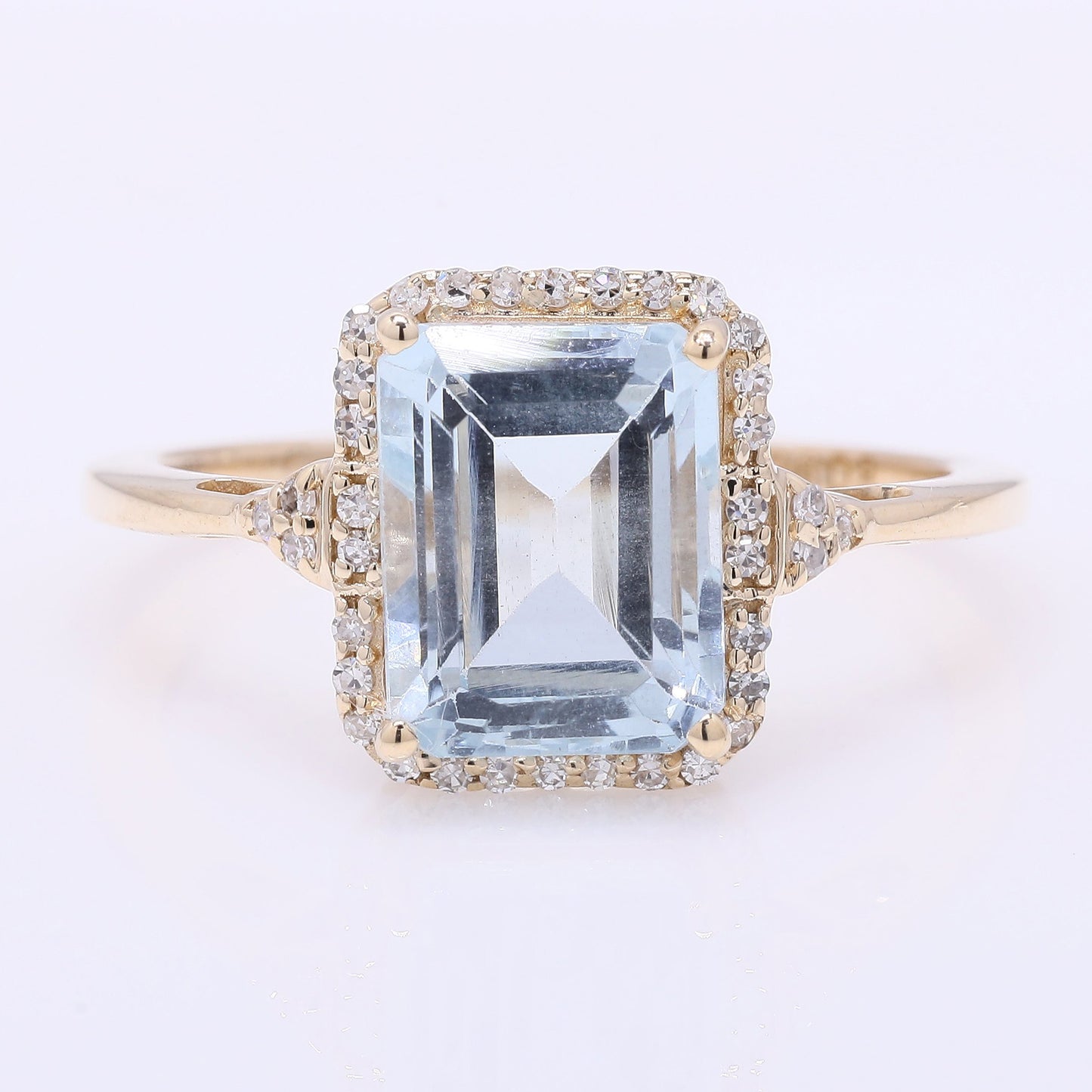 2.72 Ct Octagon Step Cut Natural Aquamarine 14K Gold Ring