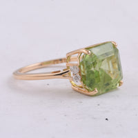 7.10 Ct Octagon Natural Peridot 14K Gold Ring