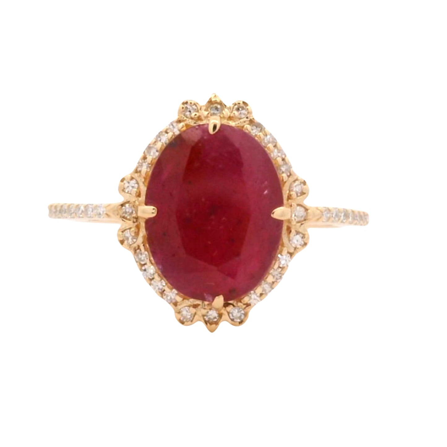 2.78 Ct Oval Mixed Cut Natural Corundum Ruby 14K Gold Ring
