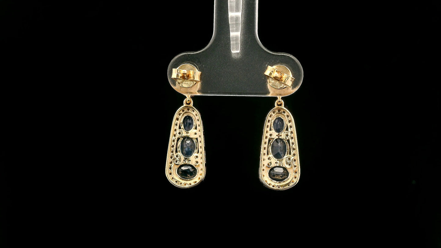 2.65 Ct Oval Sapphire 14K Gold Earrings