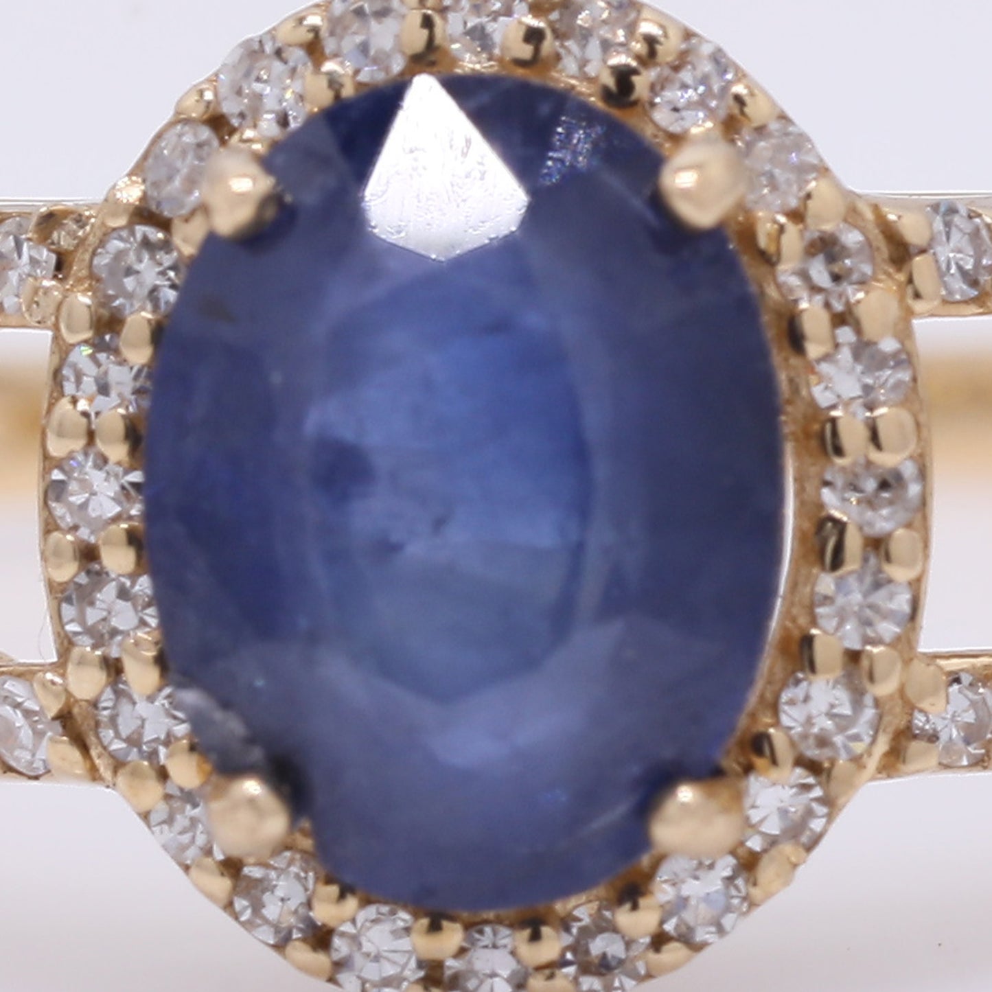 1.47 Ct Oval Mixed Cut Natural Sapphire 14K Gold Ring