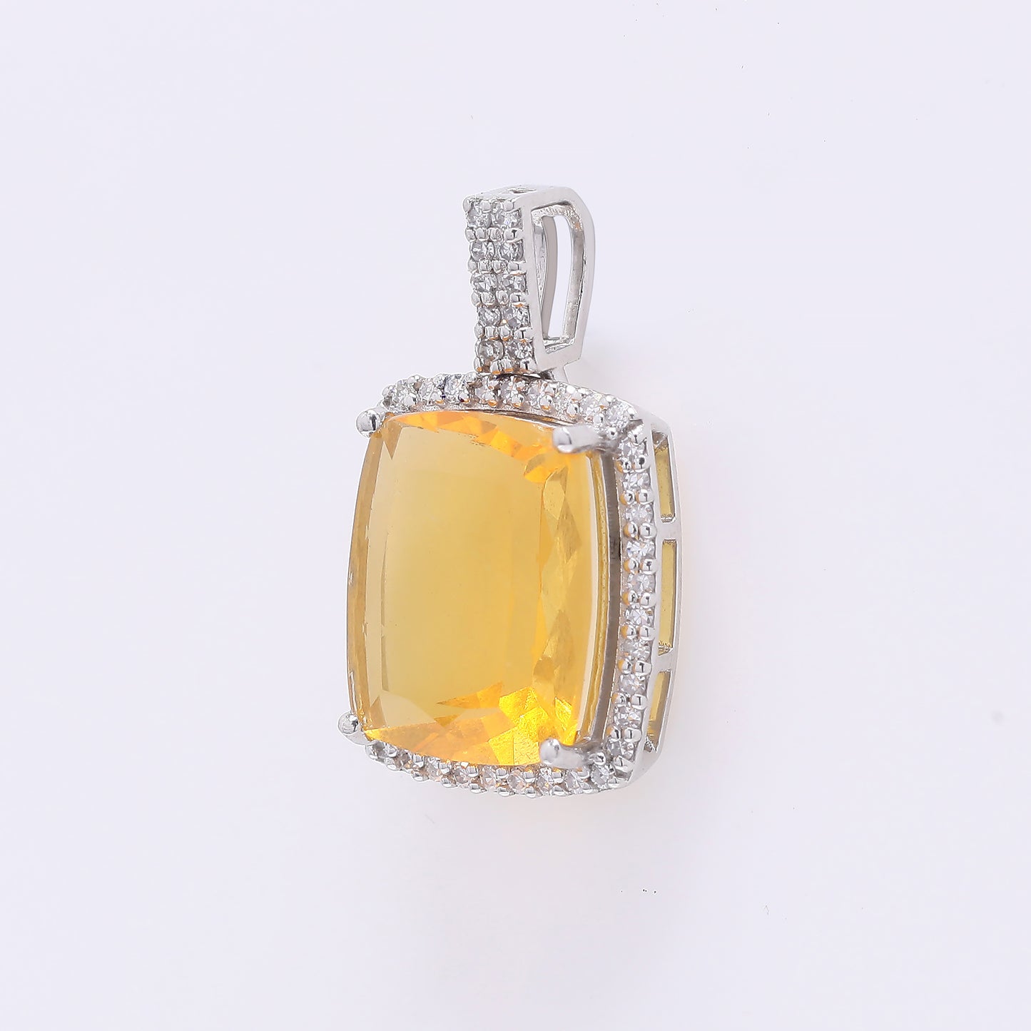 3.10 Ct Cushion Mixed Cut Natural Fire Opal 950 Platinum Pendant