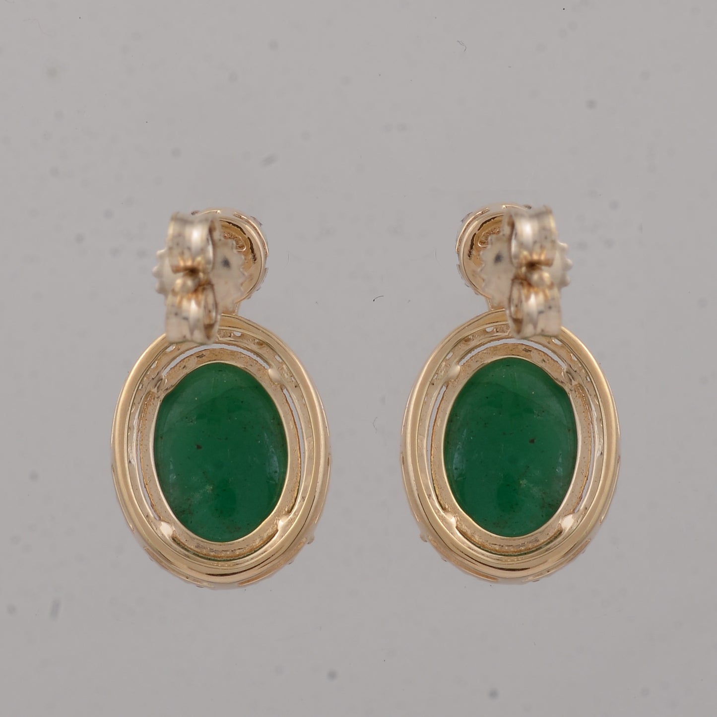 3.63 Ct Oval Emerald 9K Gold Earrings
