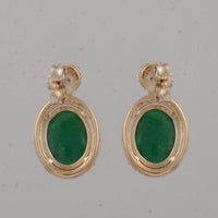 3.63 Ct Oval Emerald 9K Gold Earrings