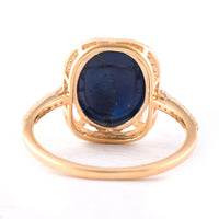 6.24 Ct Oval Cabochon Cut Natural Sapphire 14K Gold Ring