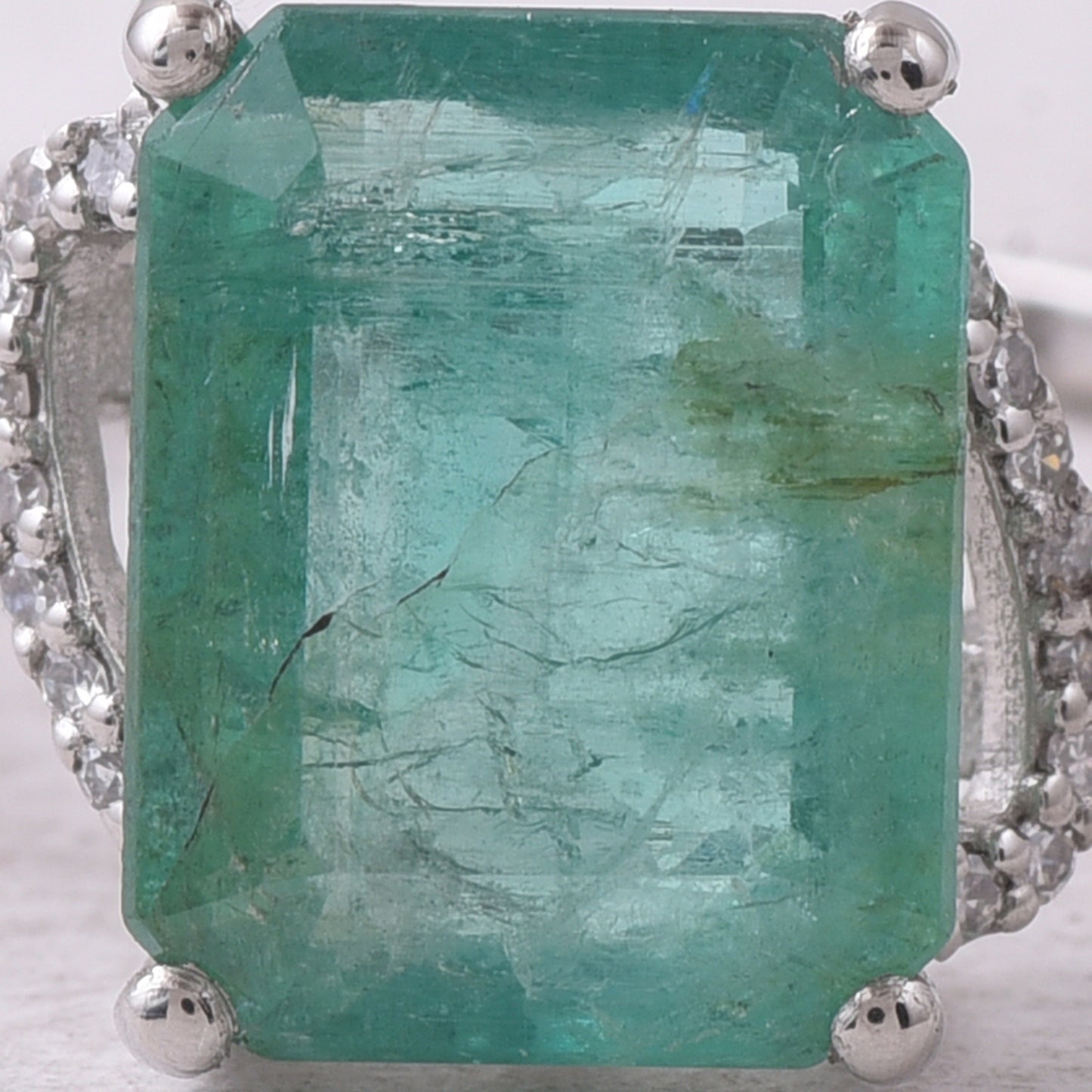 3.17 Ct Octagon Step Cut Natural Emerald 950 Platinum Ring
