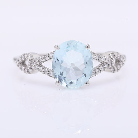 1.33 Ct Oval Mixed Cut Natural Aquamarine 950 Platinum Ring