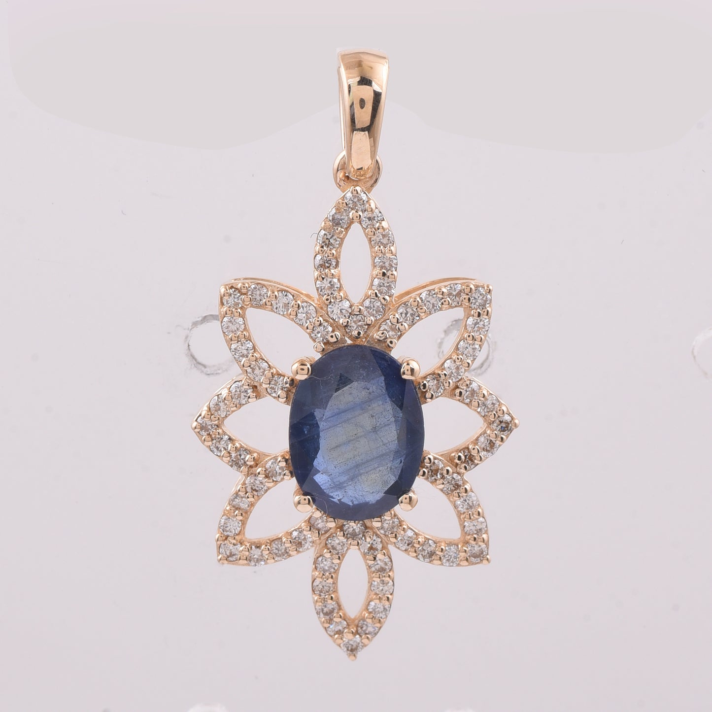1.78 Ct Oval Natural Sapphire 14K Gold Pendant
